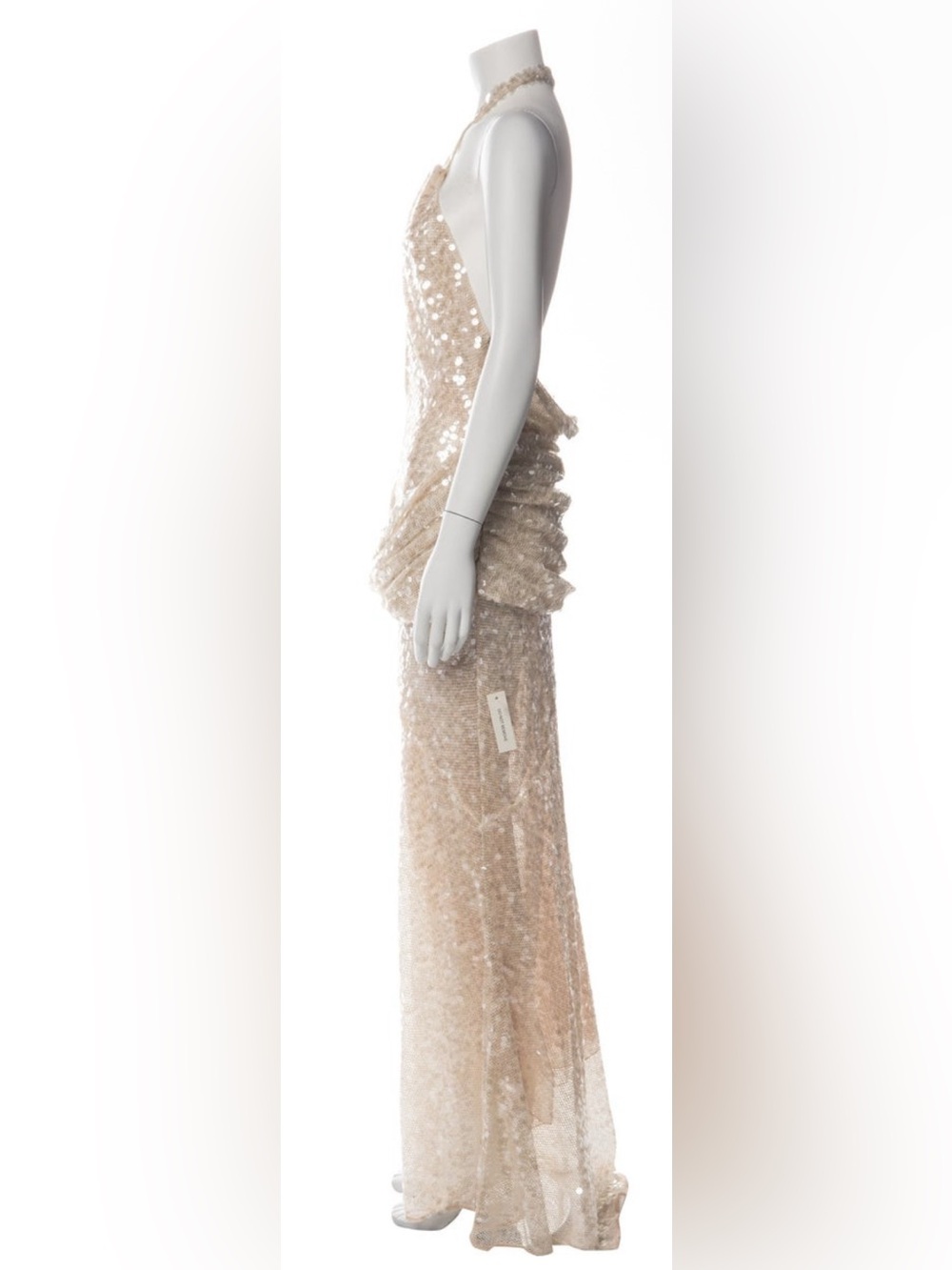 For Love & Lemons Champagne Sequin Halter Maxi Skirt - Picture 2 of 2